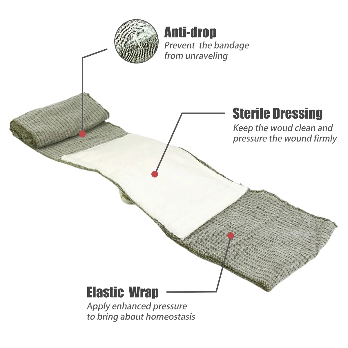 4/6 inch israeli style emergency bandage trauma wound dressing 2/5 count - product image