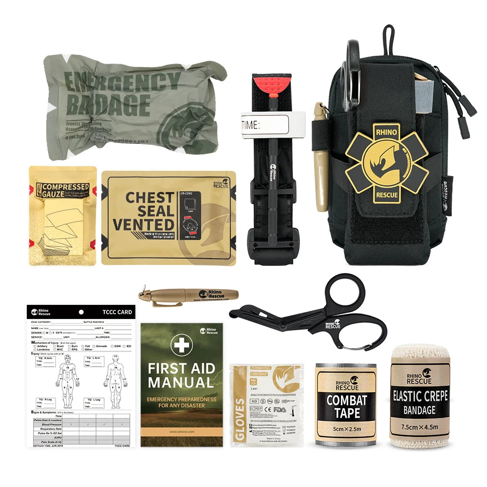 Edc first aid kit tactical pouch nylon tourniquets bandage survival black - product image