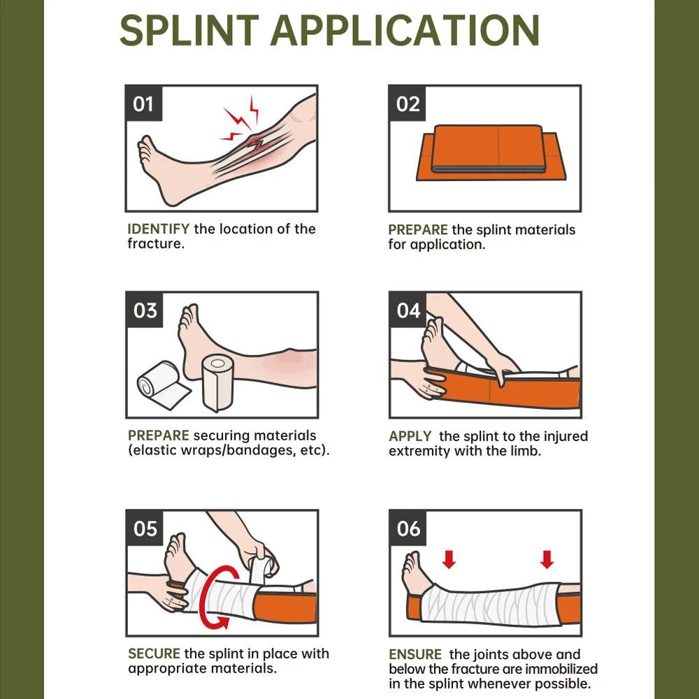 Lightweight reusable aluminum alloy bone fracture medical splint 1/2/4pcs orange/green - product image