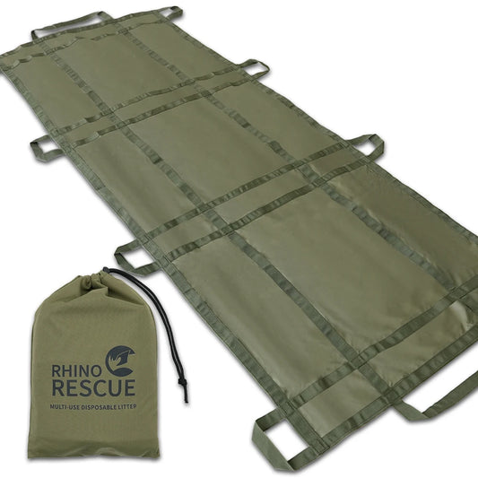 Disposable nylon 230t multi-use litter foldable stretcher 186x68cm 300kg load - product image