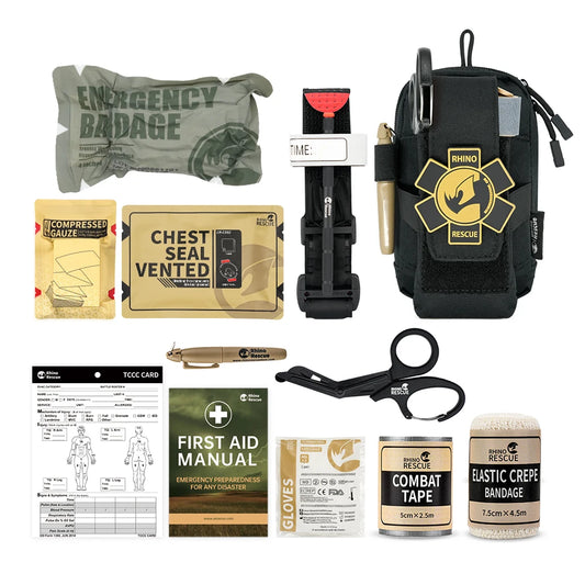Edc first aid kit tactical pouch nylon tourniquets bandage survival black - product image