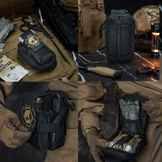 Edc first aid kit tactical pouch nylon tourniquets bandage survival black - product image