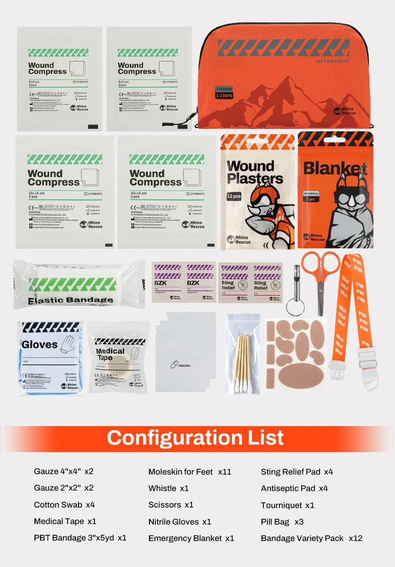 Outdoor travel waterproof lightweight portable first aid kit with bandage - product image