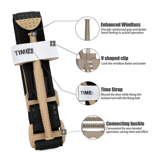 Rapid hemostatic control tactical tourniquet single-handed 3.8x95cm black/khaki - product image