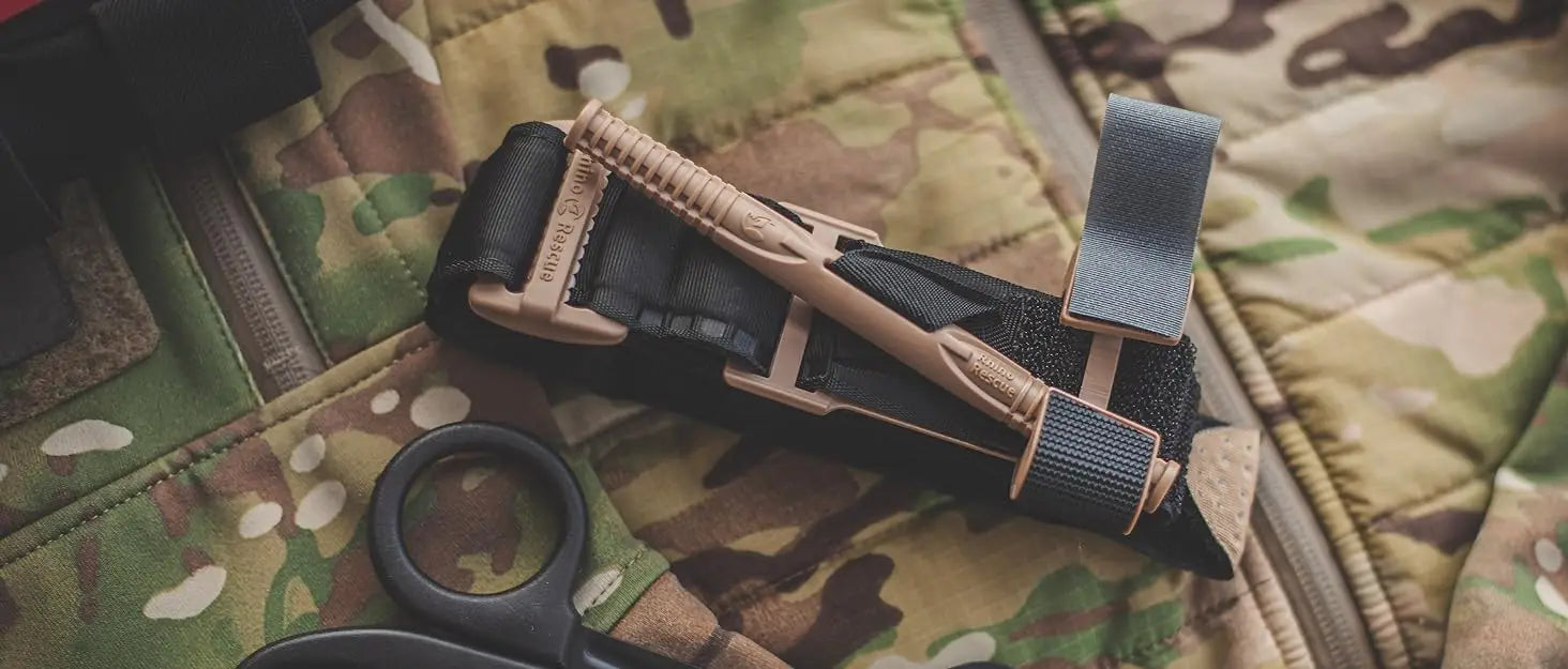 Rapid hemostatic control tactical tourniquet single-handed 3.8x95cm black/khaki - product image
