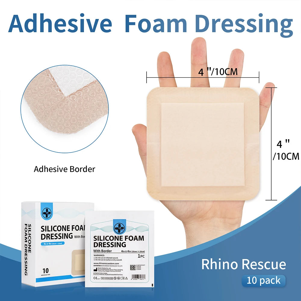 Silicone foam dressing waterproof absorbent bandages 3/4 inch sterile 10 pack - product image