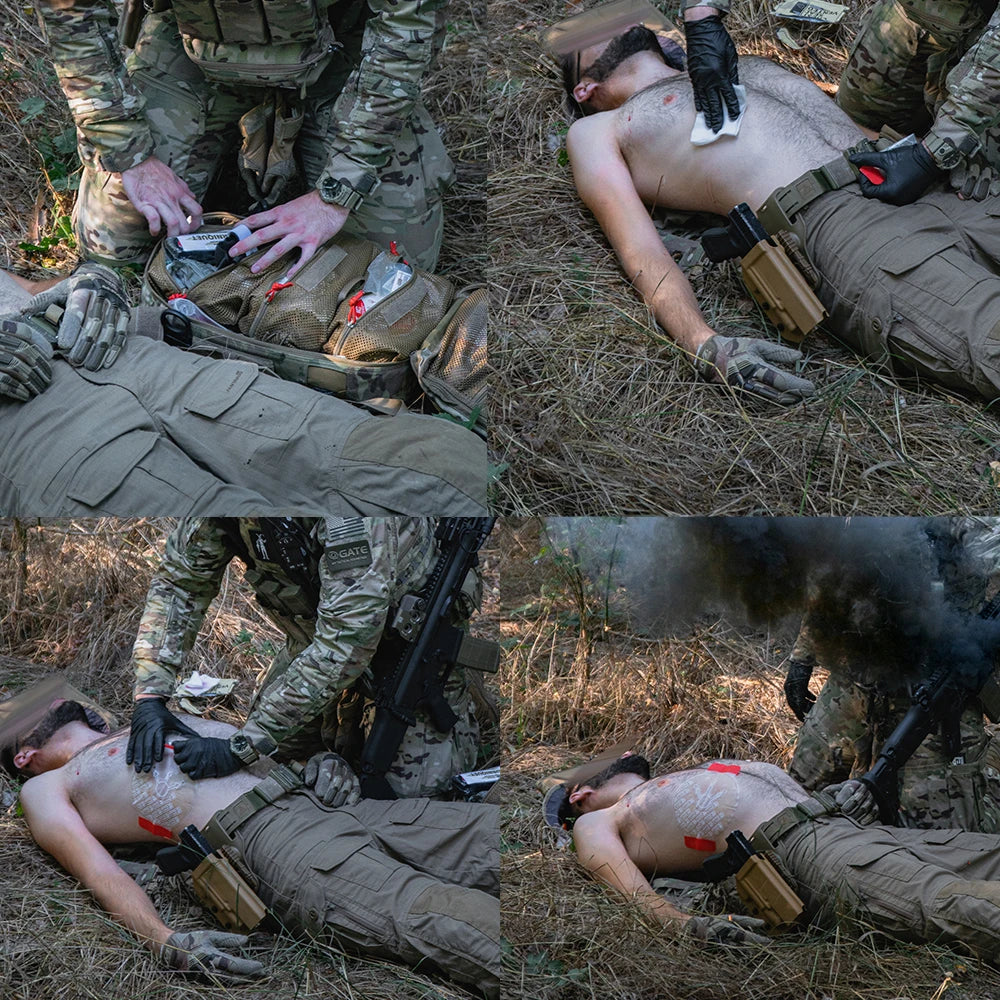 Tactical chest seal vented adhesive bandage combat trauma 2/6 pack - product image