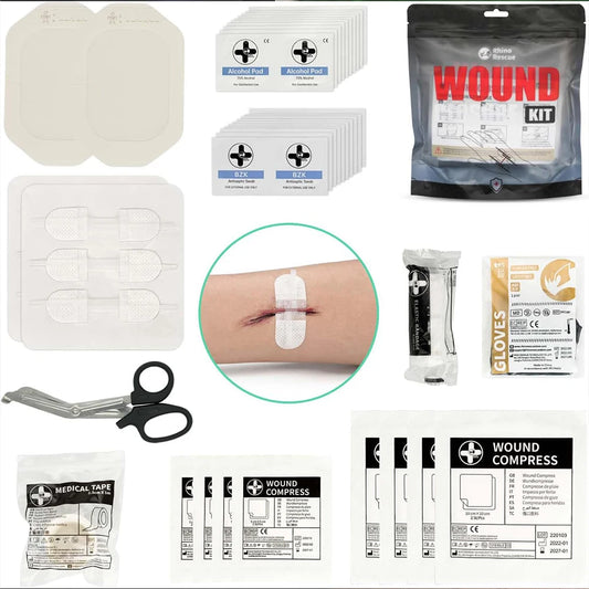 Zip stitch 6pcs wound dressings closure strips bandages kit with disinfectants - product image